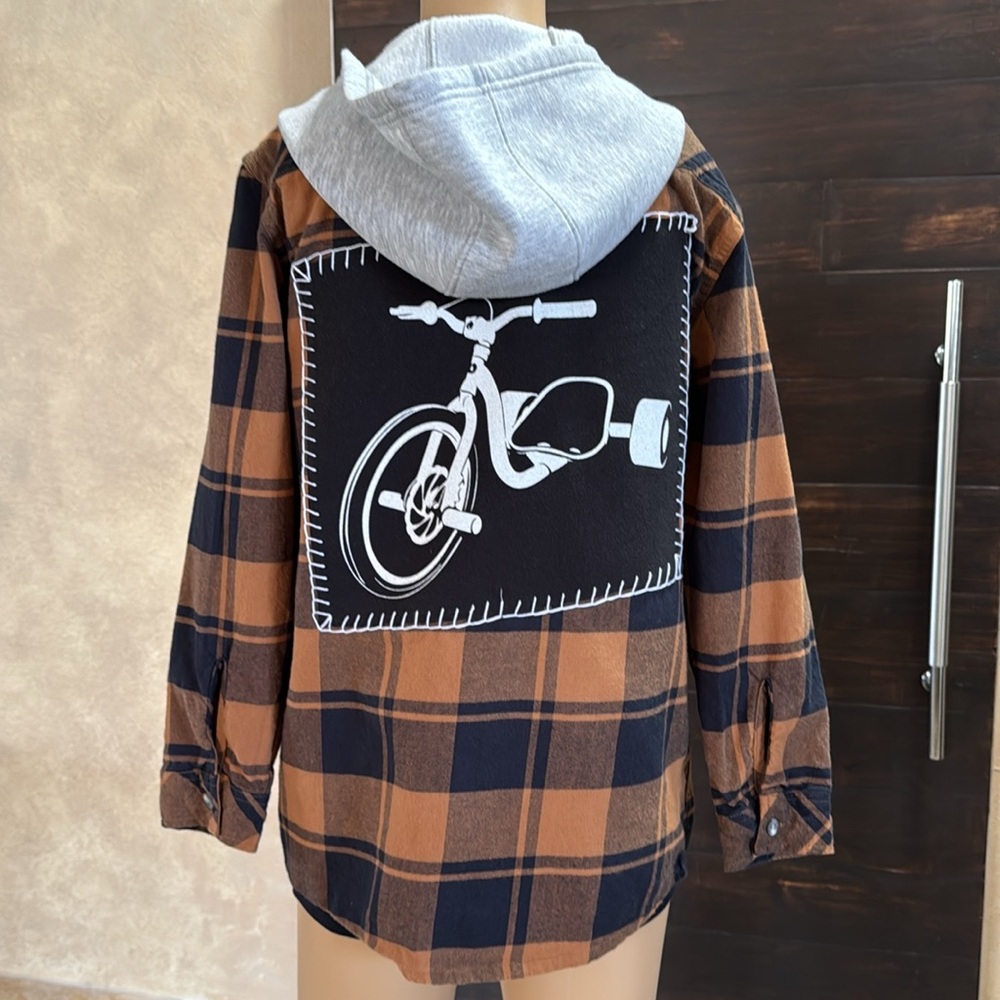 Tricycle Brown/Black Plaid Carhartt Hoodie Shacket Size Boy's Large